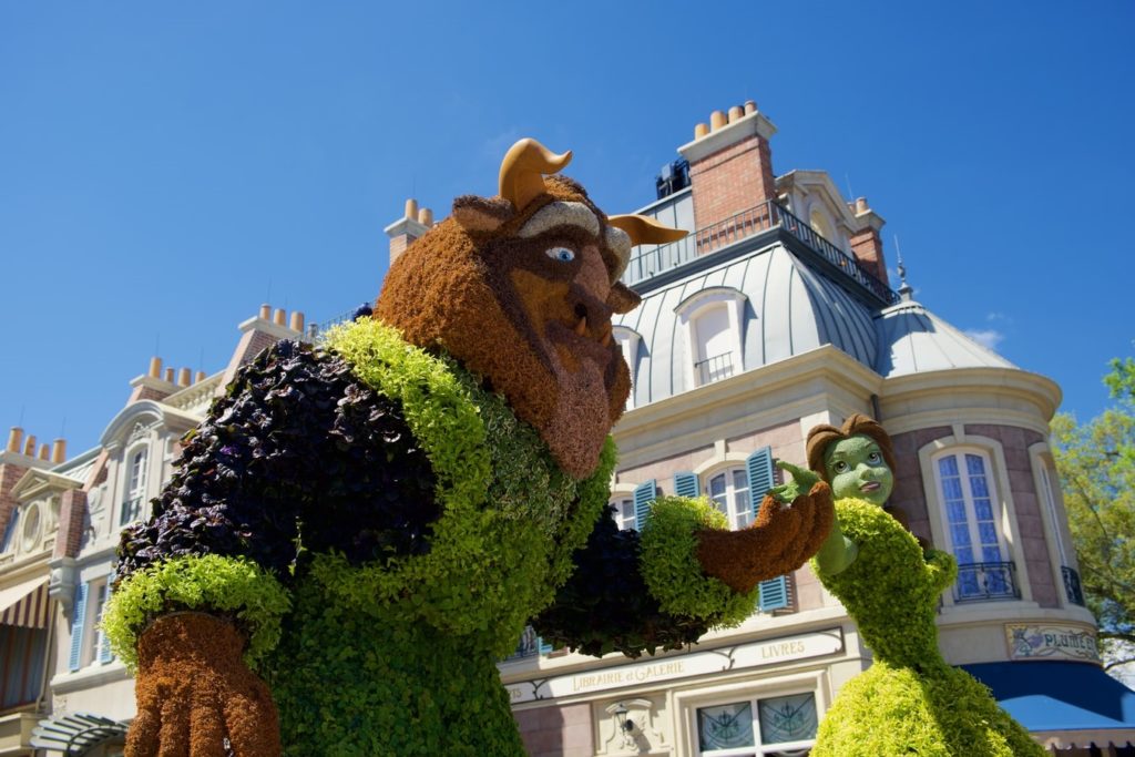 Landscaped sculptures of Disney's Beauty and the Beast