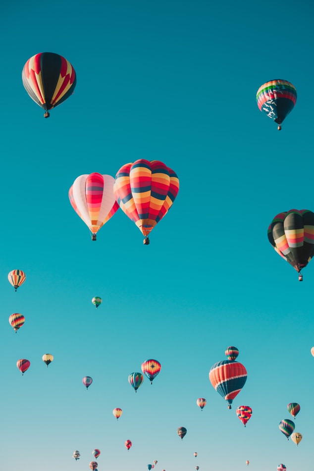 Hot air balloons floating in the sky