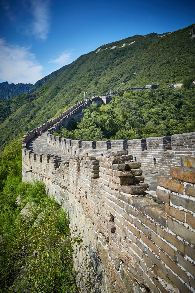 The Great Wall of China winding up a mountain