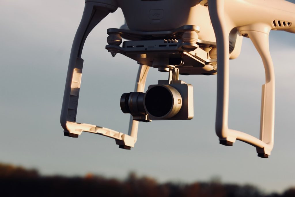 Close up of an aerial drone capturing images