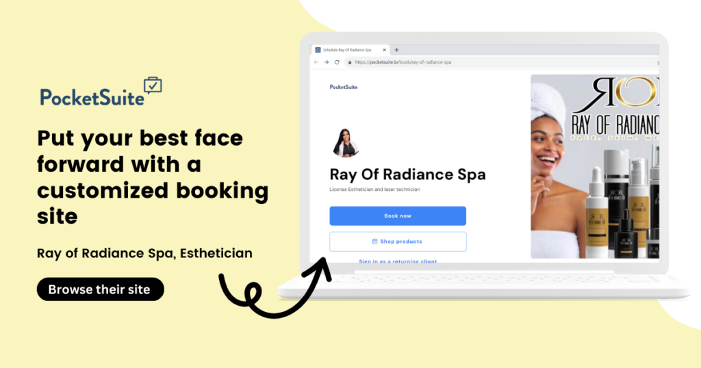 PocketSuite spa software for esthetician, Ray of radiance spa