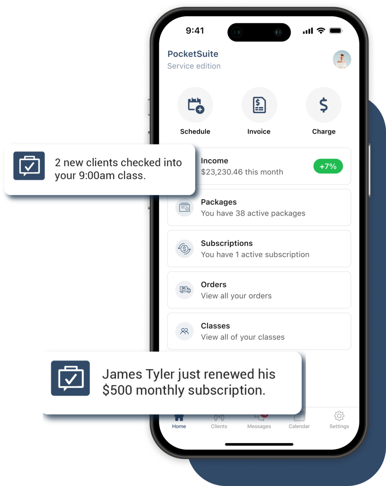 Pocketsuite clients can book pay and chat with you all in one app 